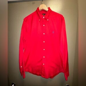 Ralph Lauren custom fit red cotton button down shirt